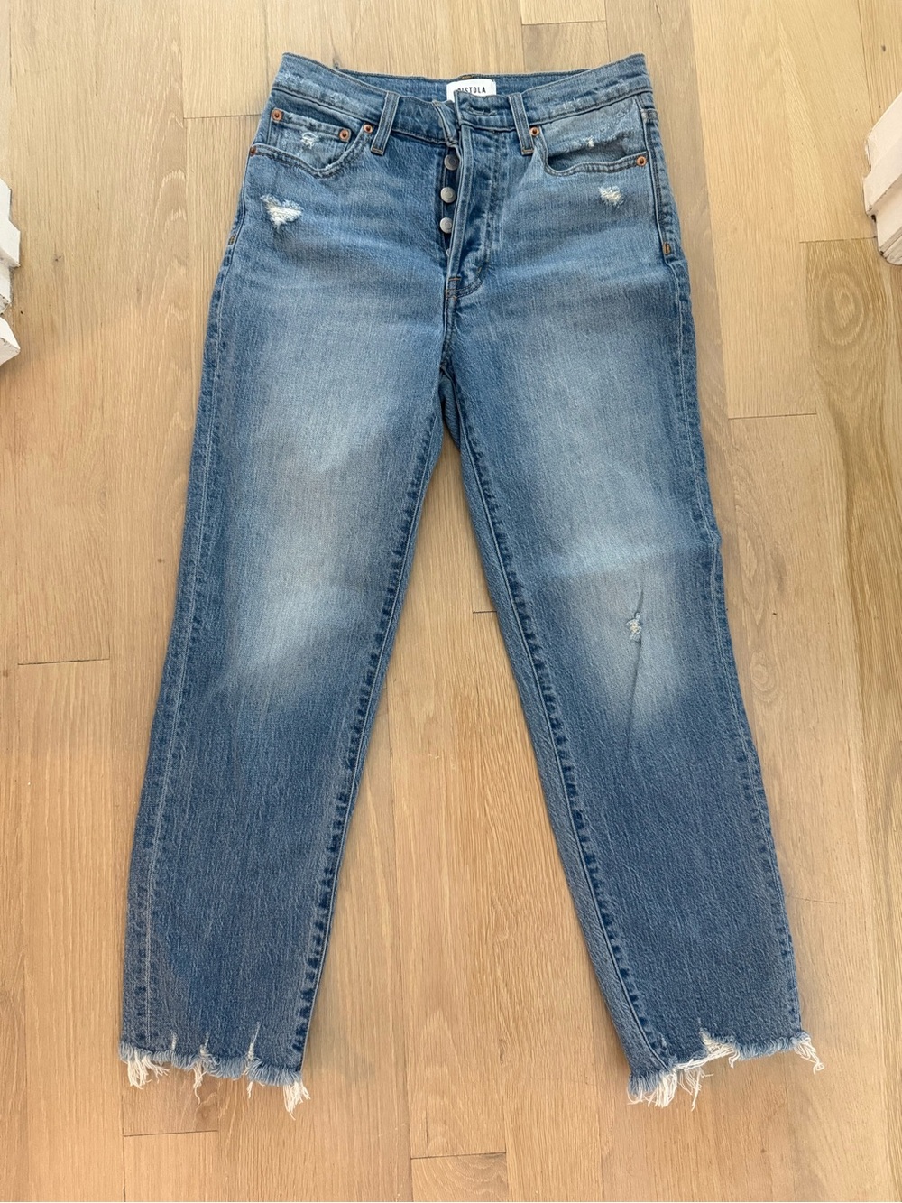pistola high rise Distressed Blue Boyfriend Jeans